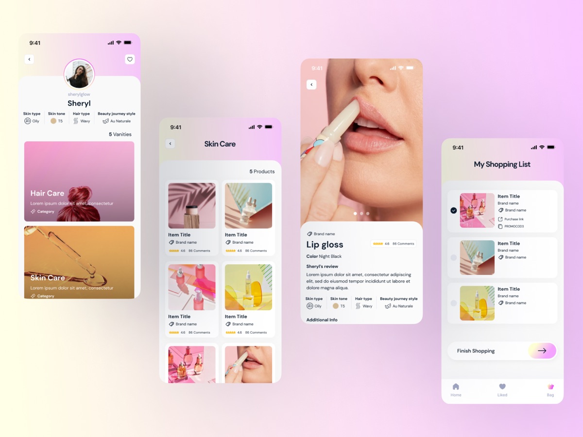 GlowCode app screens