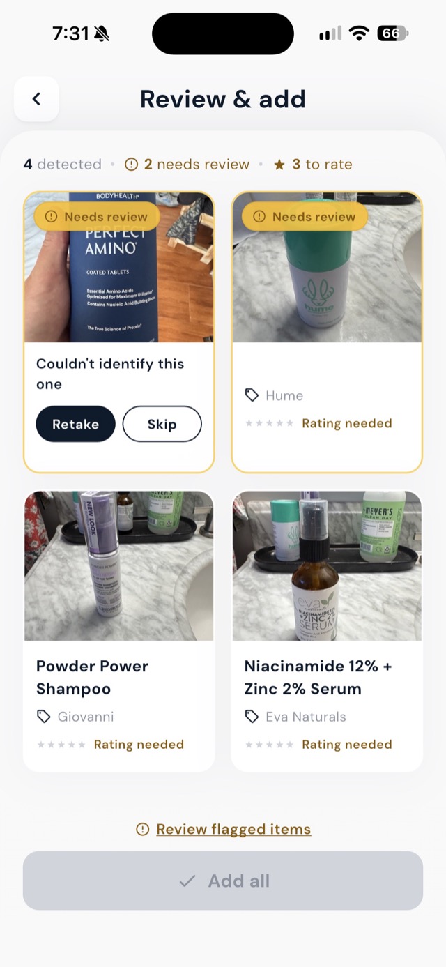 GlowCode product scan and review flow