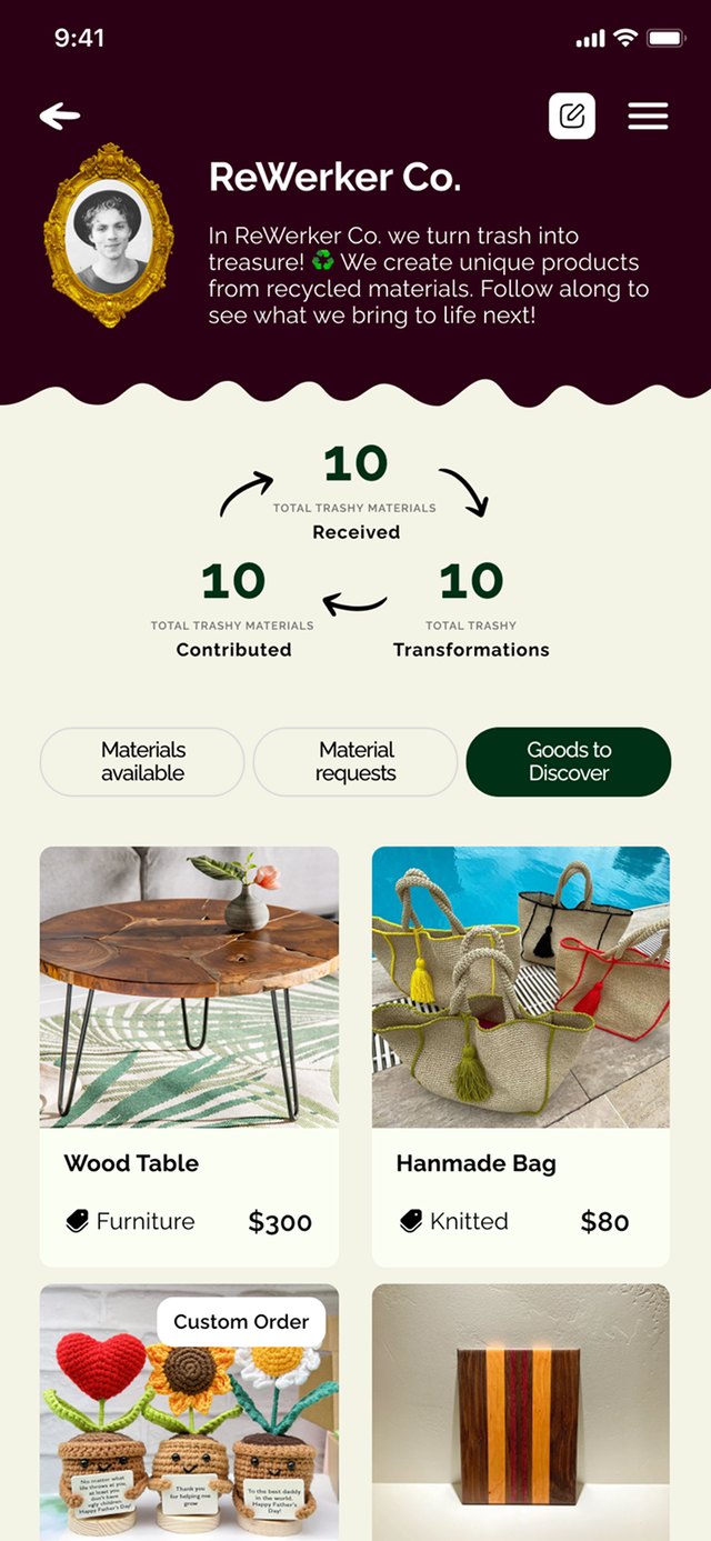 Nowhere Collective maker profile — materials received, contributed and transformed